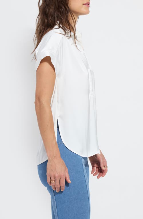 Lyssé Amaya Short Sleeve Knit & Woven Shirt In Off White