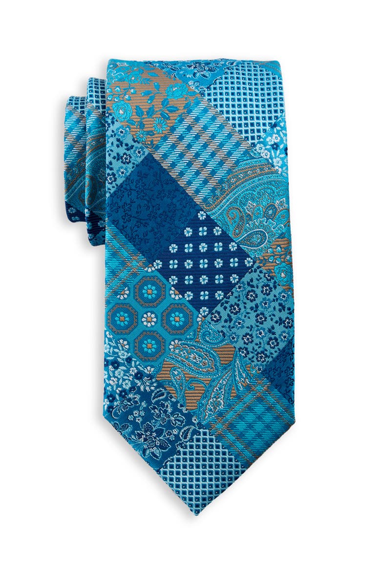 Big & Tall Abstract Patchwork Tie, Main, color, TEAL