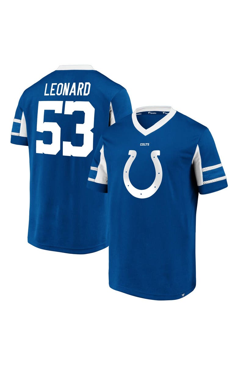 FANATICS Men's Fanatics Branded Shaquille Leonard Royal Indianapolis Colts Hashmark Player Name & Number V-Neck Top, Main, color,