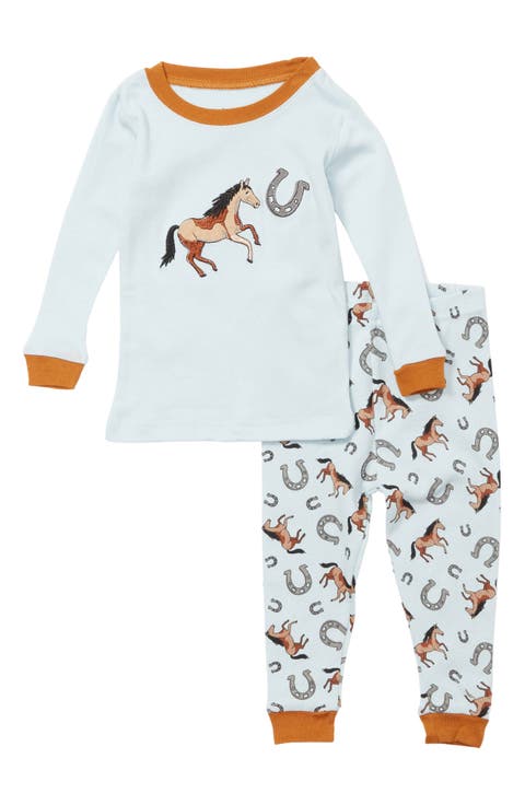LEVERET Horse Long Sleeve Top & Pants Pajama Set