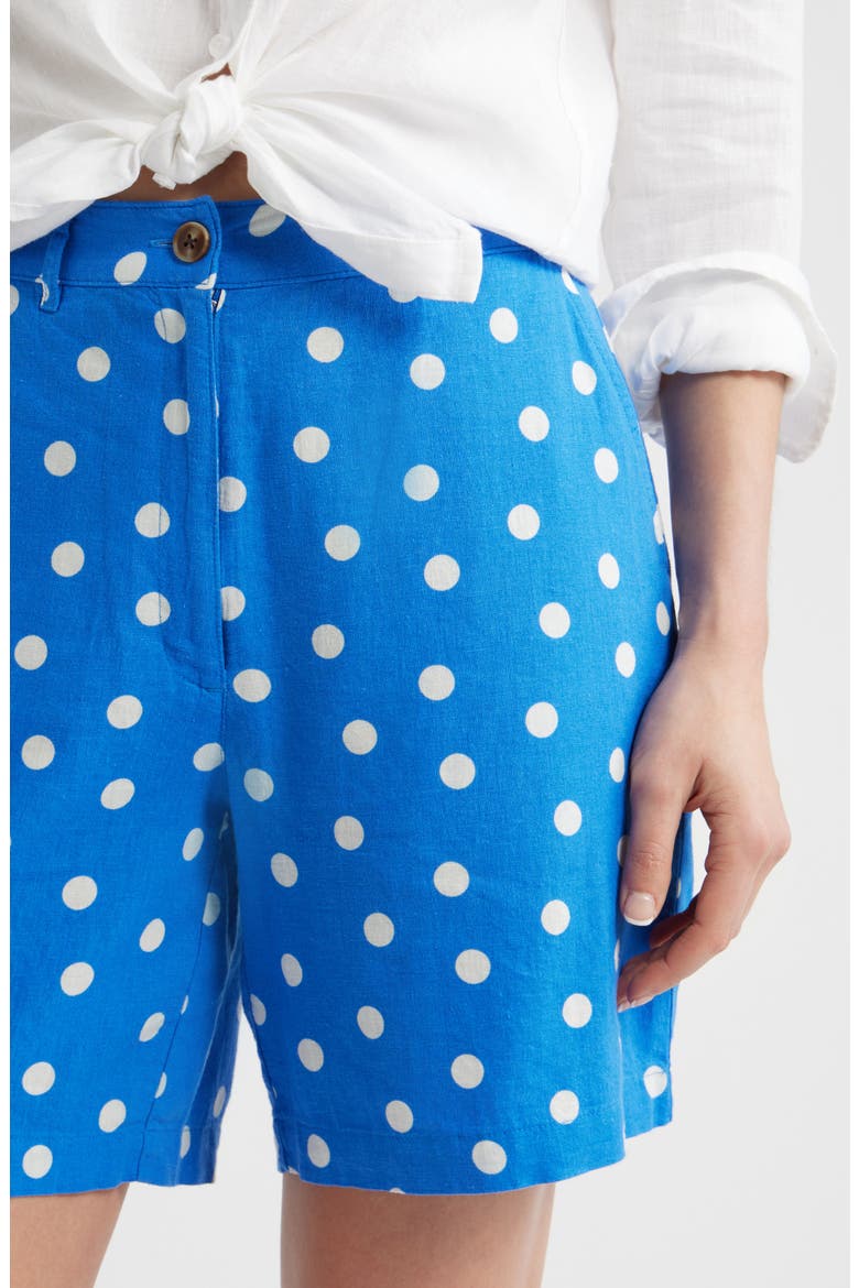 Relaxed Linen Blend Bermuda Shorts, Alternate, color, BLUE PALACE TULLA DOT