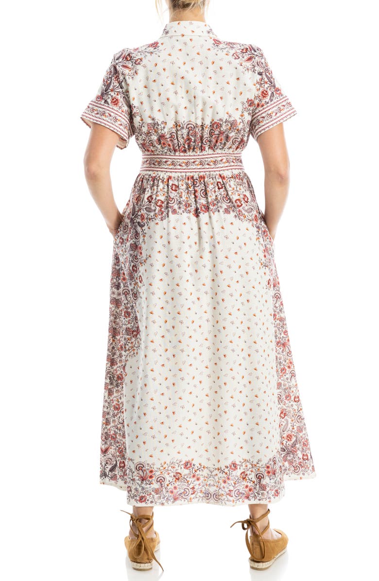 MAX STUDIO Short Sleeve Maxi Shirtdress, Alternate, color, Cream/ Red