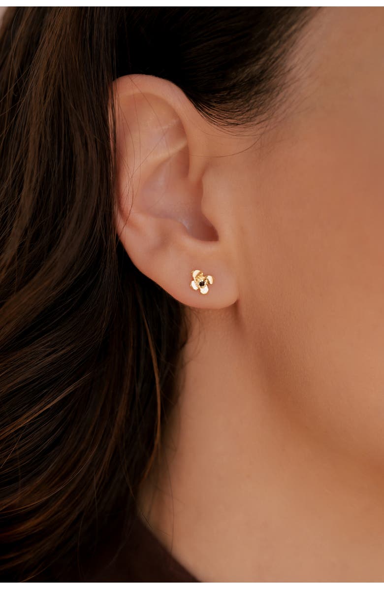 Mint 
Lily Dainty Floral Statement Stud Earrings, Alternate, color, 18K Gold Over Sterling Silver