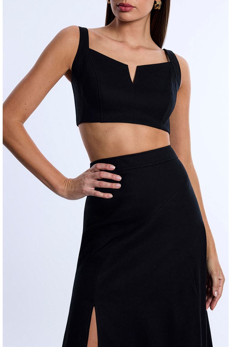 Notched Neck Crop Top, Main, color, BLACK