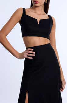 BCBGMAXAZRIA Notched Neck Crop Top