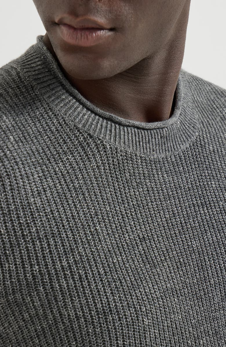 Brunello Cucinelli Linen and cotton T-shirt, Alternate, color, Dark Grey