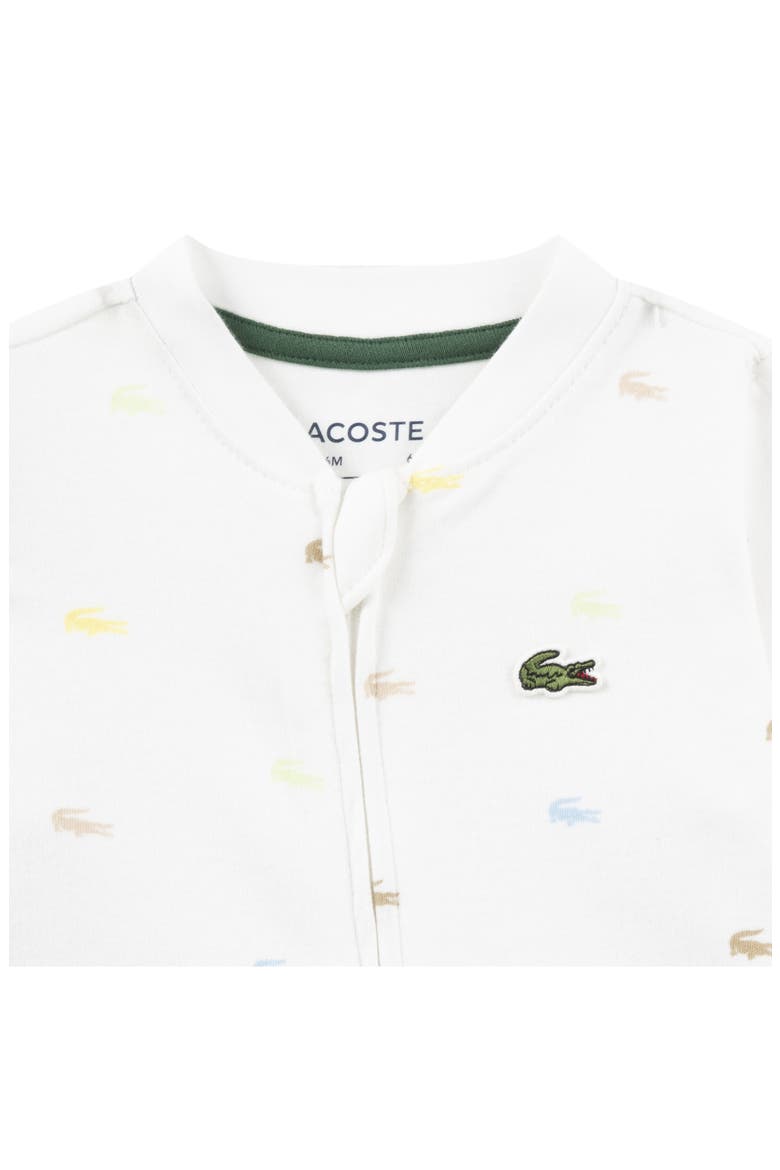 Croco Print Organic Cotton Footie, Alternate, color, BLANC