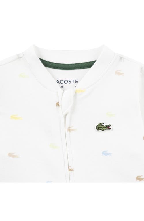 Lacoste Croco Print Organic Cotton Footie In White