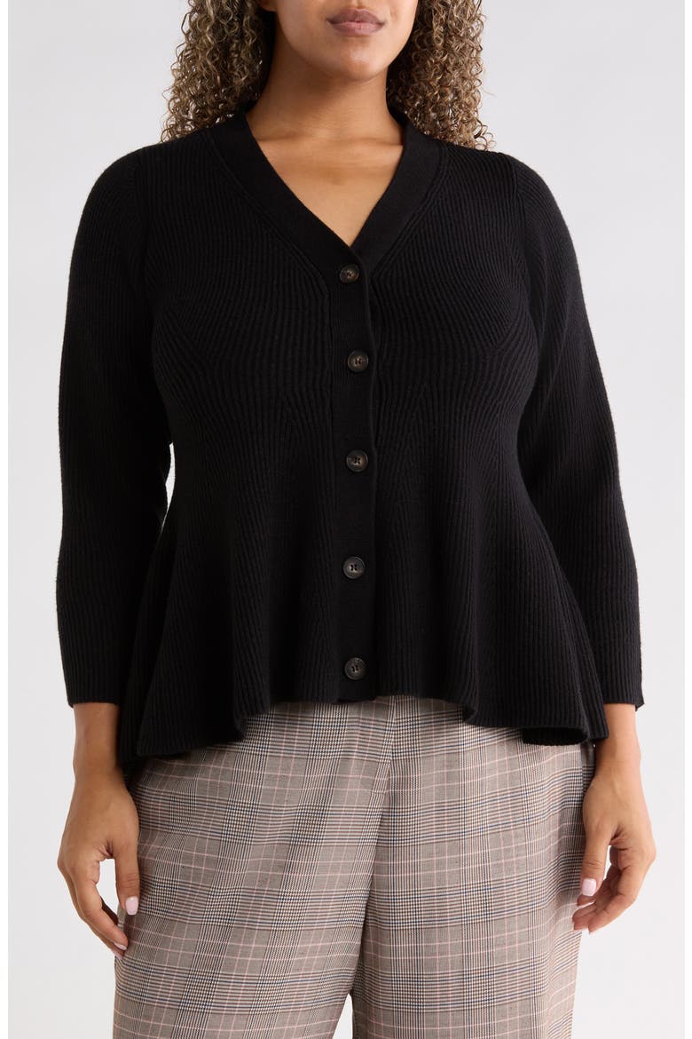 Carthay Mile Peplum Cardigan, Main, color, BLACK