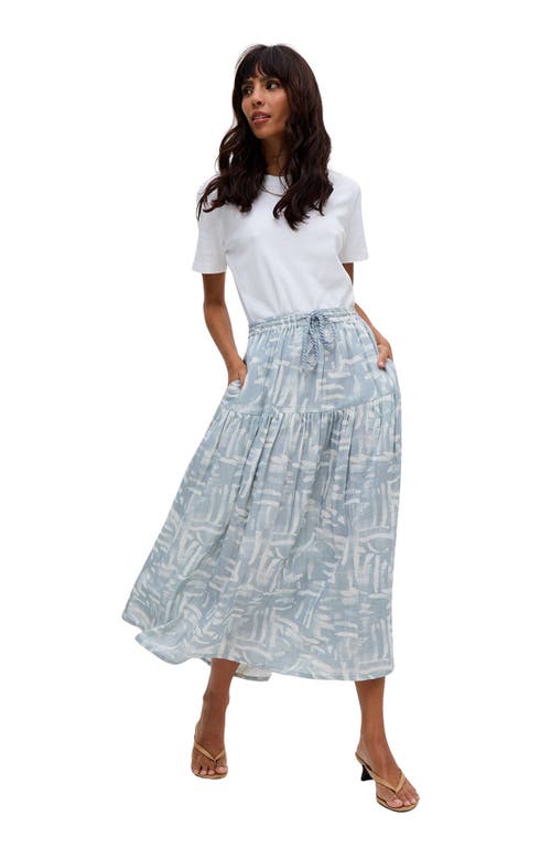 Raffya Bonnie Shirred Waist Warhol Print Midi Skirt In Blue