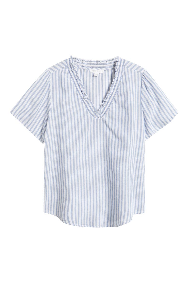 Bree Ruffle Linen & Cotton Top, Alternate, color, MISTY LINES