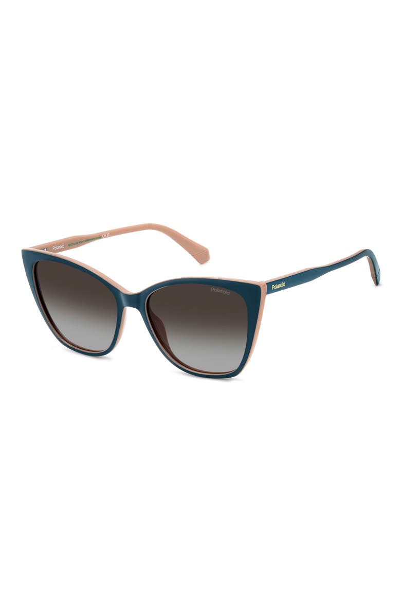 56mm Polarized Cat Eye Sunglasses, Alternate, color, TEAL PINK/ BROWN SF POLAR