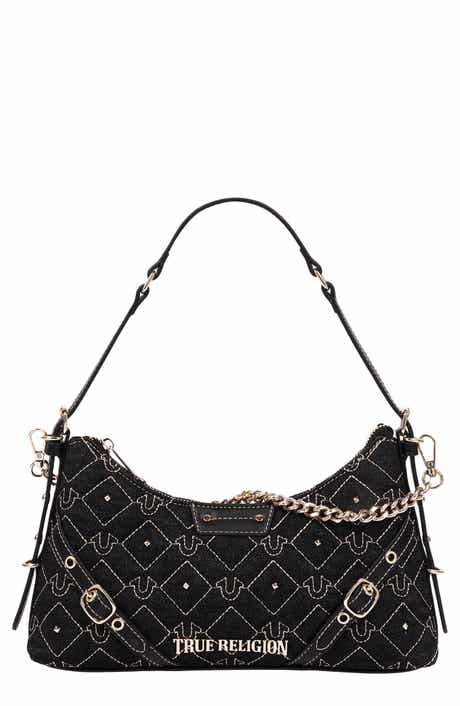 Studded Denim Shoulder Bag