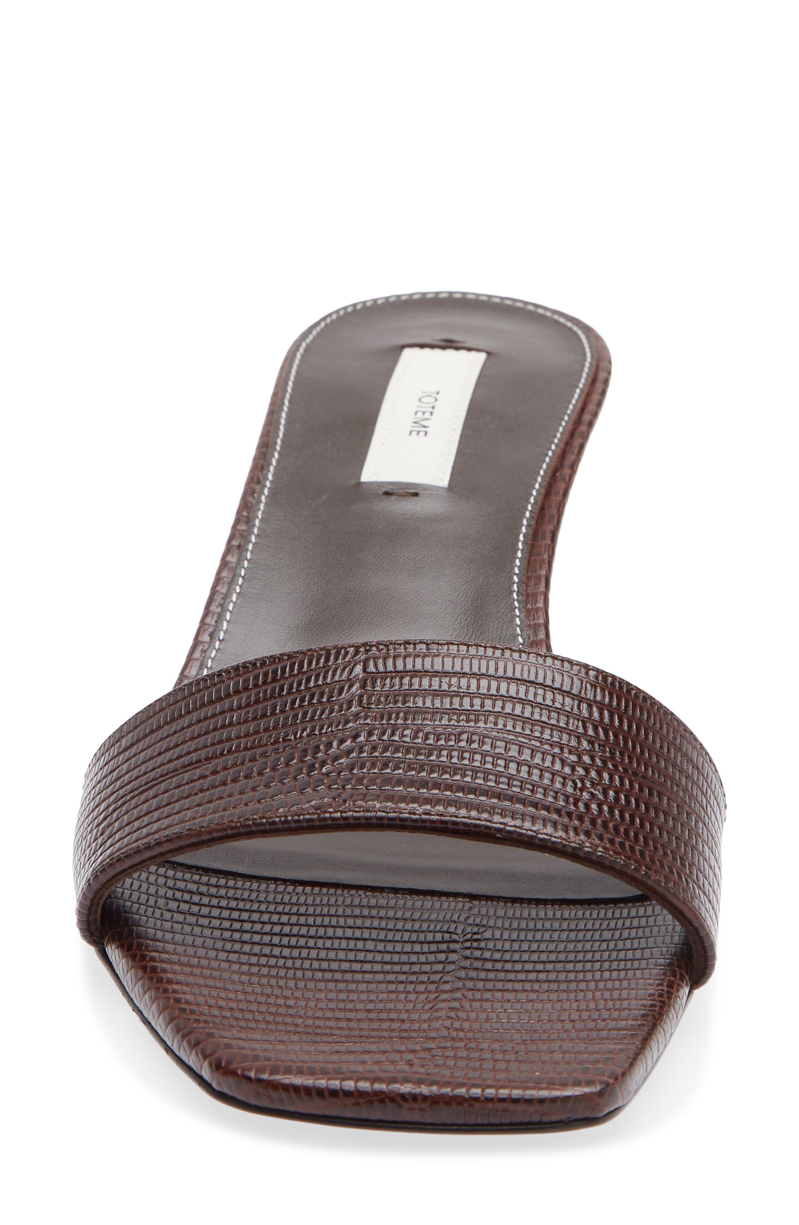 TOTEME Slim Kitten Heel Lizard Embossed Slide Sandal, Alternate, color, Brown
