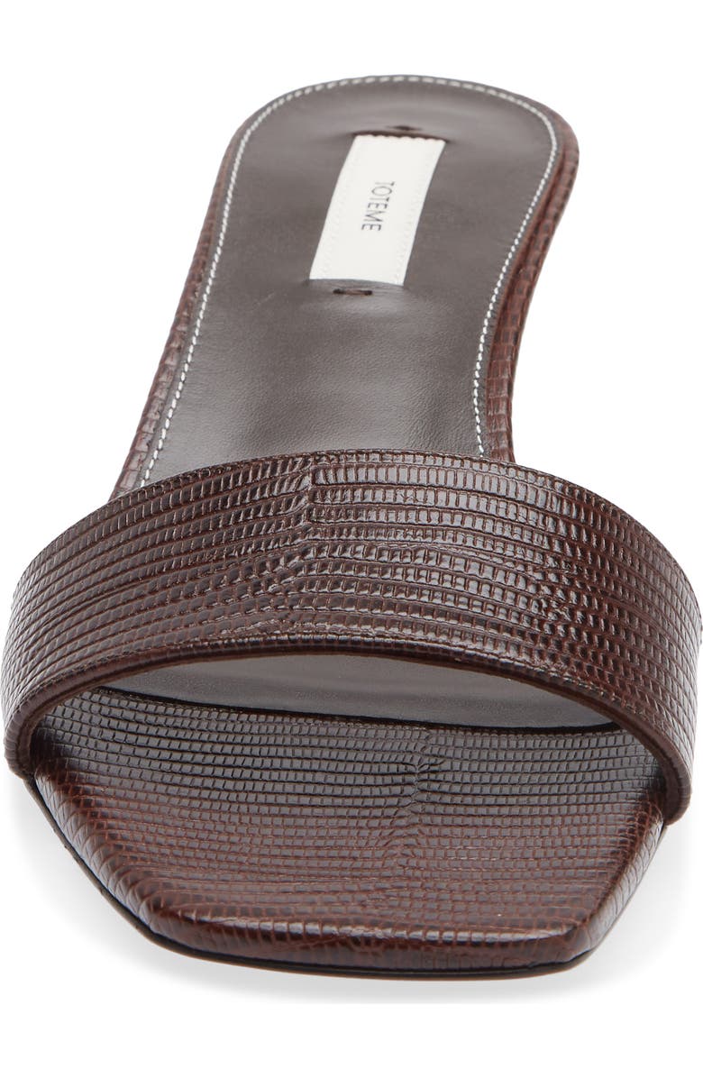 TOTEME Slim Kitten Heel Lizard Embossed Slide Sandal, Alternate, color, Brown