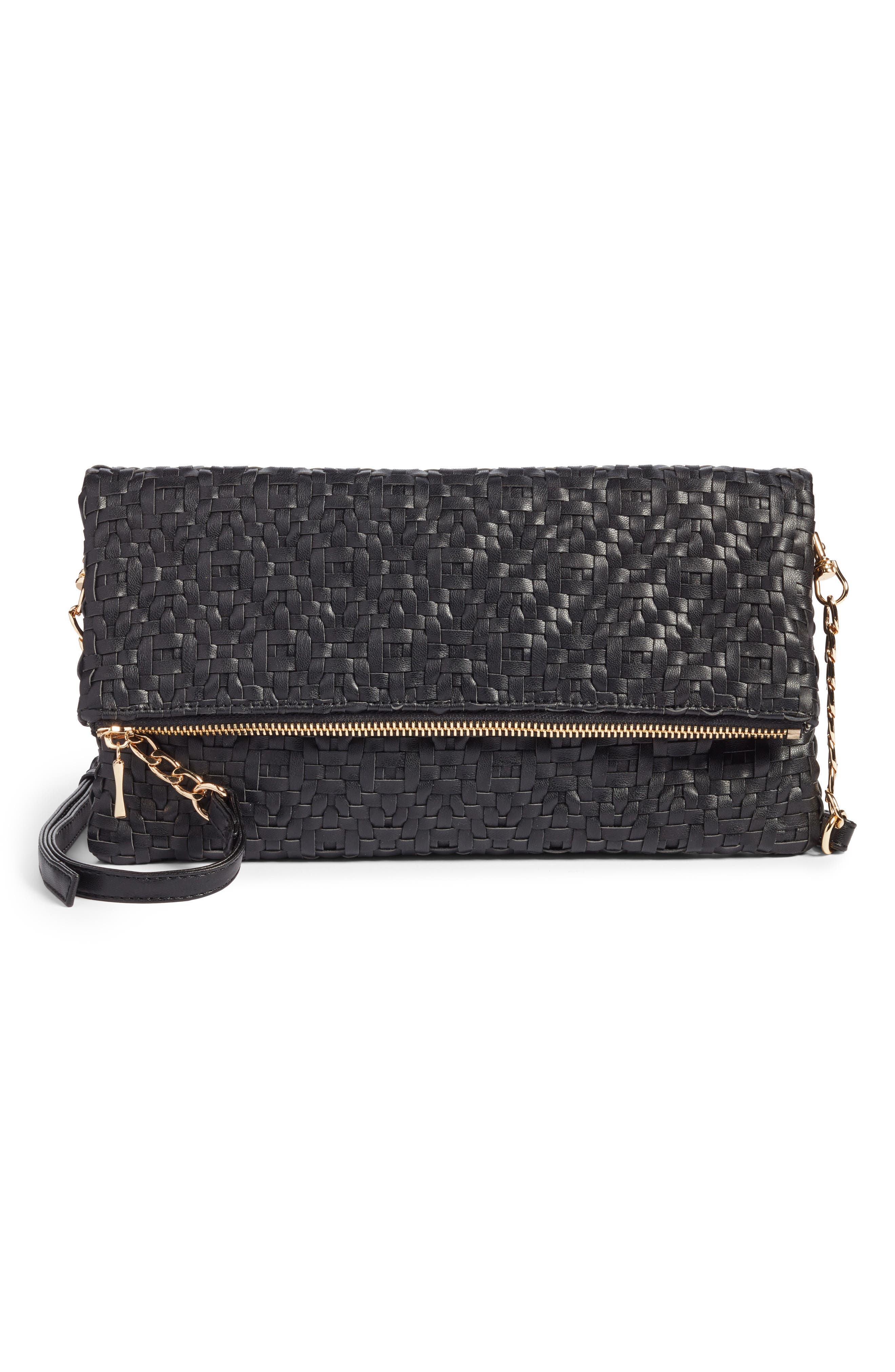Sole Society Lisbeth Weave Foldover Clutch, Main, color, 