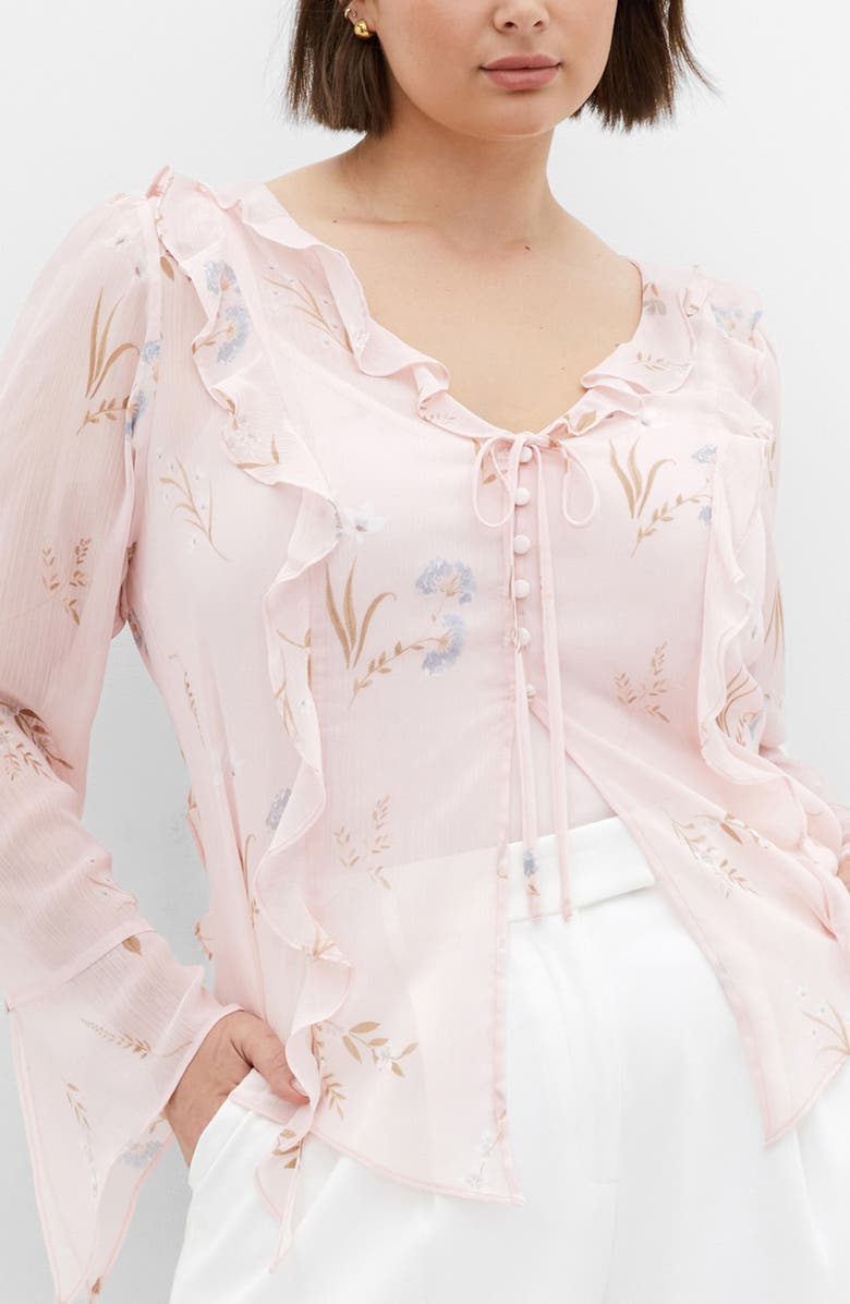 City Chic Sweet Nothings Ruffle Top, Main, color, Aria Floral