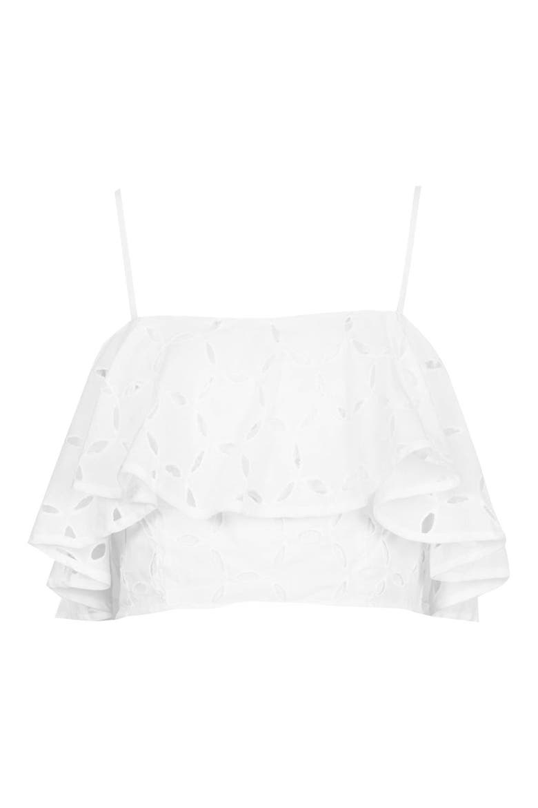 Broderie Ruffle Bralette, Alternate, color, WHITE