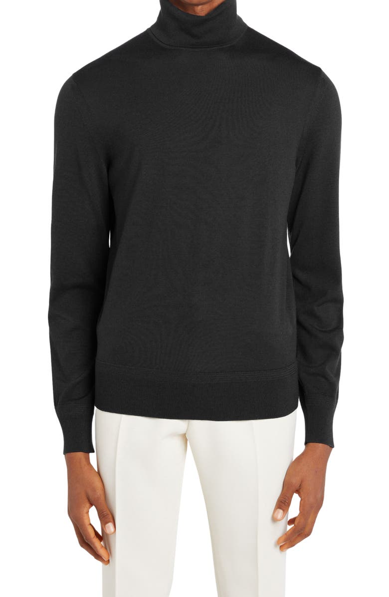 TOM FORD Fine Gauge Merino Wool Turtleneck Sweater, Main, color, Black