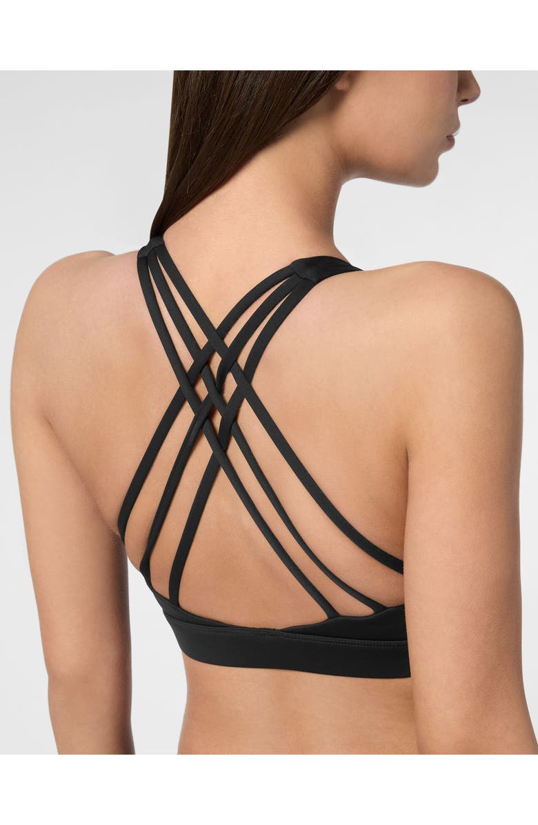 PLEIN SPORT Silky Soft Piping Push Up Bra Women, Alternate, color, Black