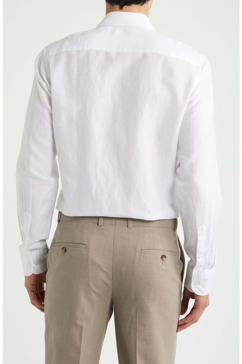 Slim Fit Cotton & Linen Dress Shirt, Alternate, color, WHITE