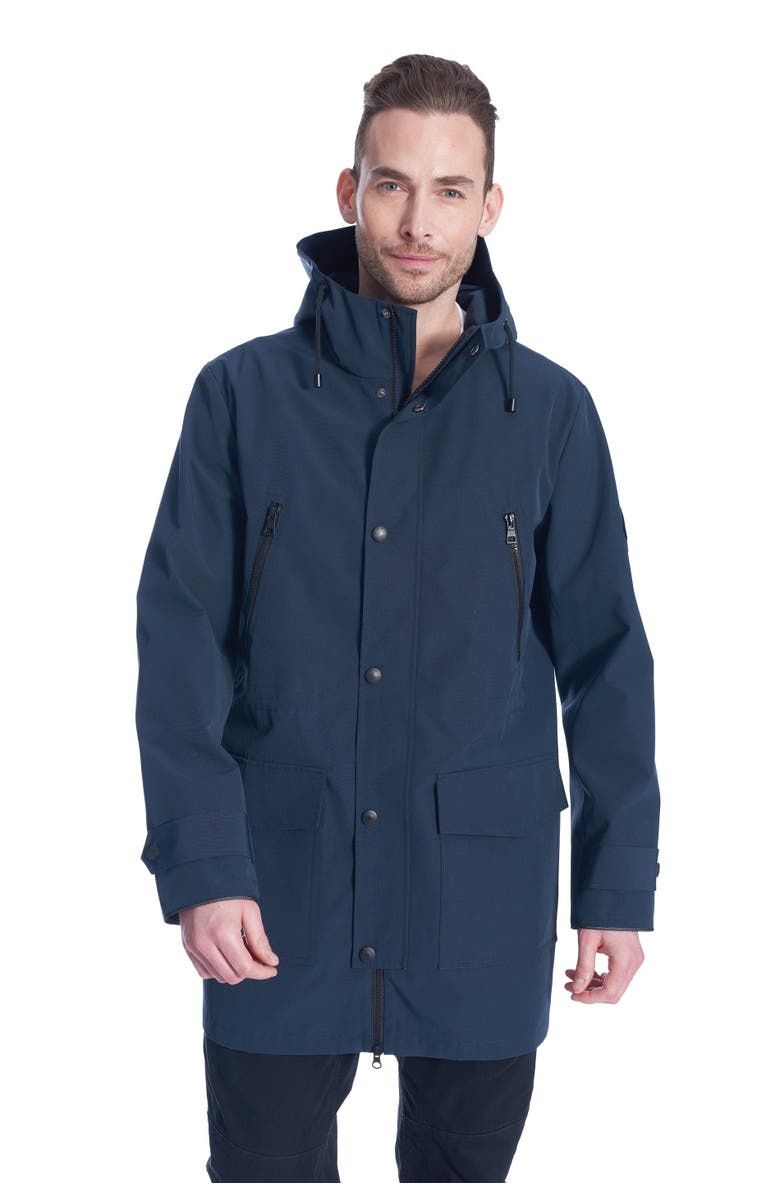 Alpine North BANKS - Weather Resistant Storm Jacket with Drawstring Hood Raincoat, Alternate, color, Navy