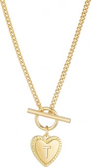 Adornia Initial Heart Toggle Necklace