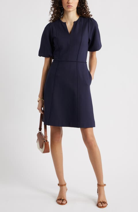 Puff Sleeve Ponte Dress