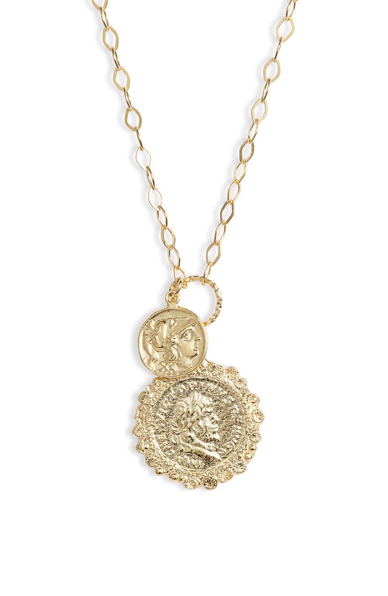 Adina's Jewels Double Coin Necklace, Main, color, 