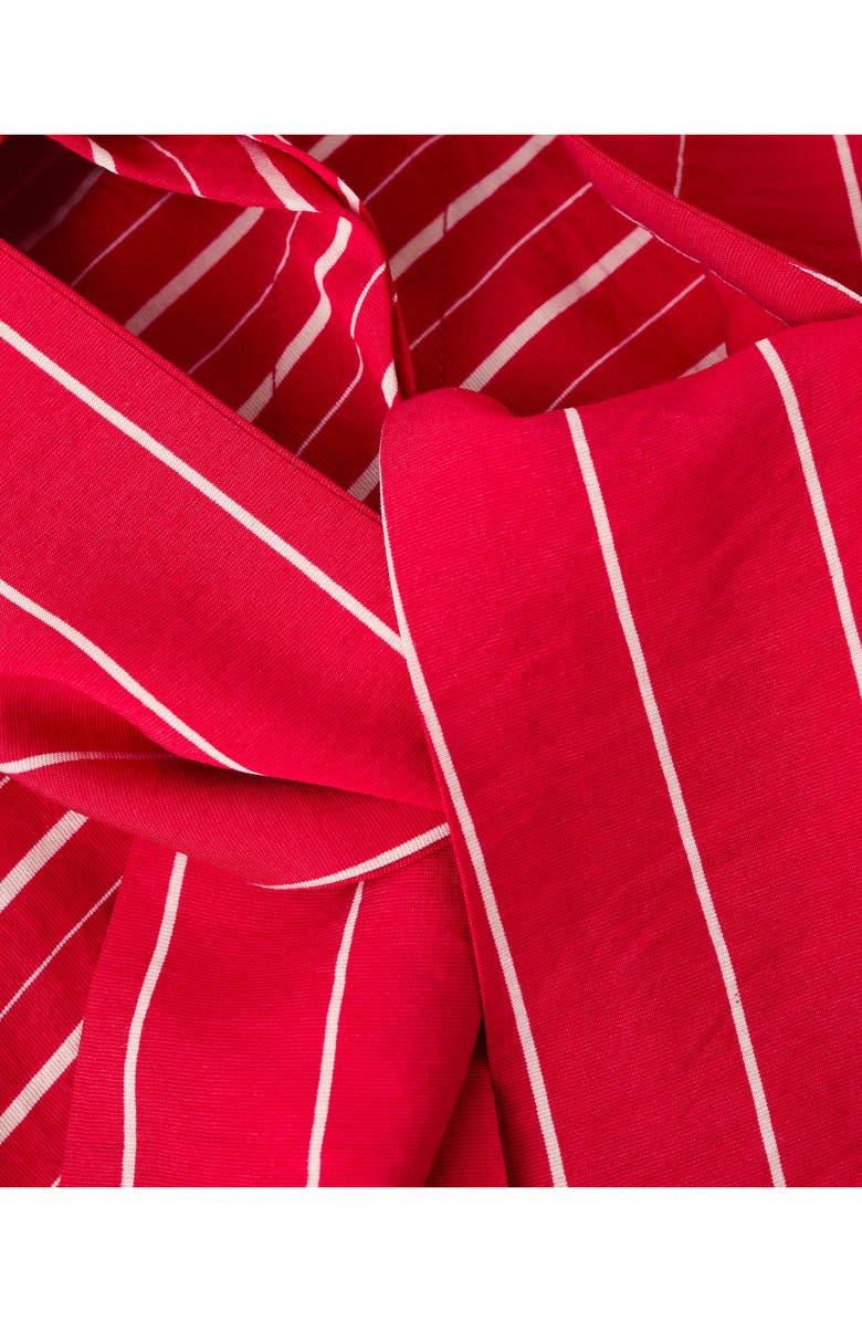 MANGO Stripe Tie Neck Top, Alternate, color, Red