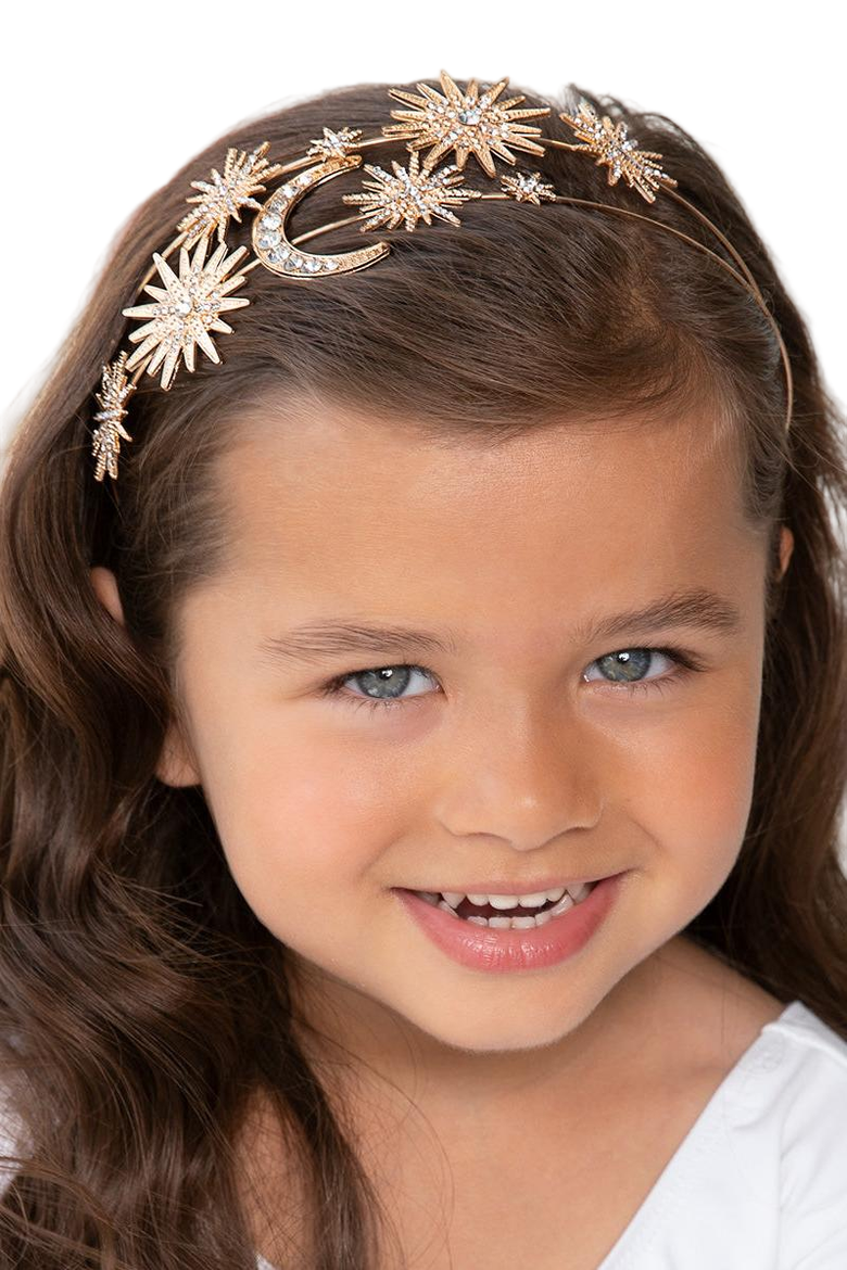 Moon and Stars Tiara, Alternate, color, Metallic Gold