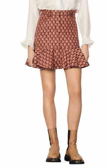 SANDRO Pauline Flounce Hem Cotton Blend Skirt