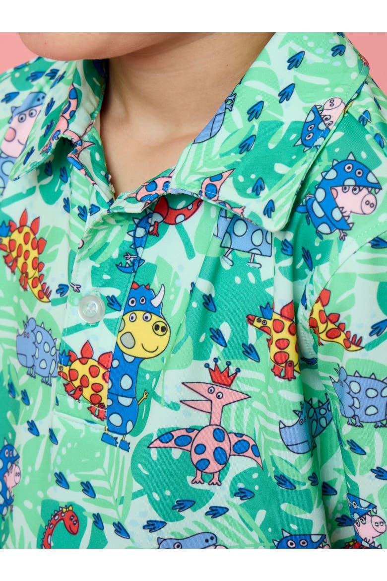 Peppa Pig & Friends Knit Short Sleeve Performance Polo, Alternate, color, Dinosaur Peppa Pig & Friends