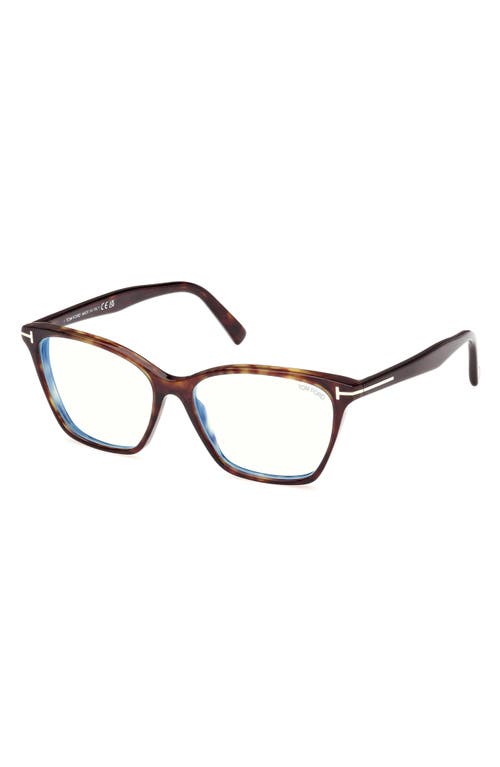 Tom Ford 56mm Cat Eye Blue Light Blocking Optical Glasses In Brown