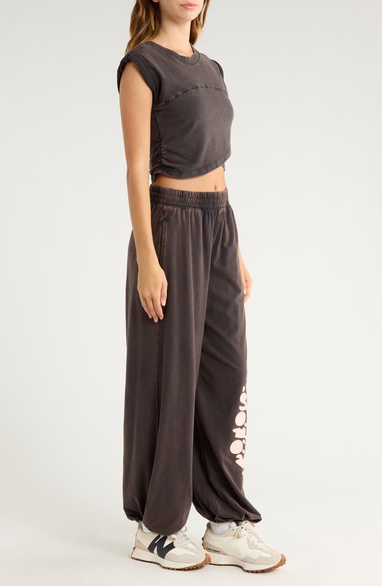 Free People FP Movement Hot Shot Logo Crop T-Shirt & Sweatpants Set, Alternate, color, Black Combo
