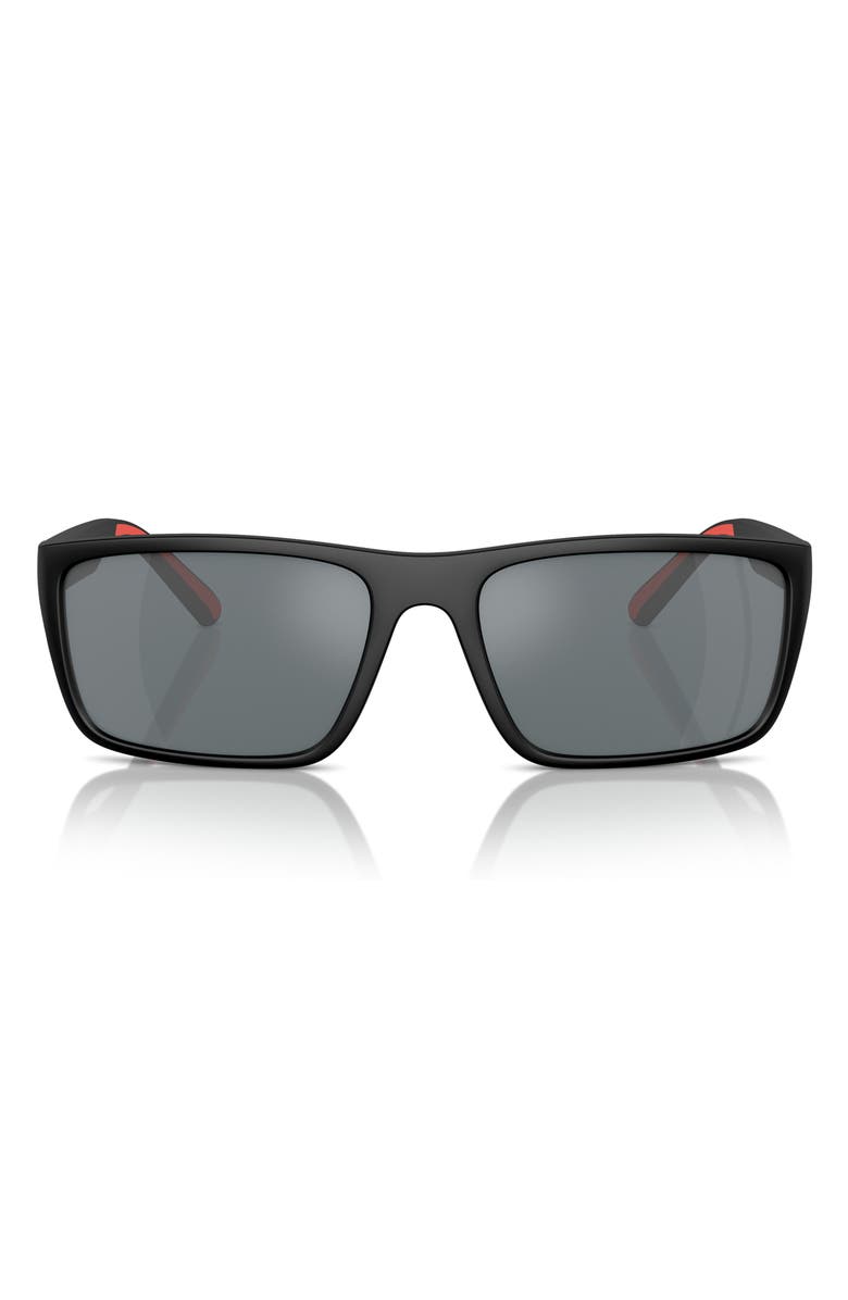 Scuderia Ferrari 59mm Mirrored Rectangular Sunglasses, Main, color, Black Grey