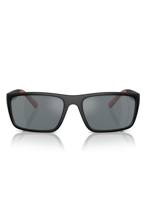 59mm Mirrored Rectangular Sunglasses