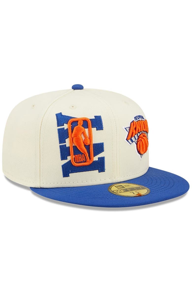 New Era Men's New Era Cream/Blue New York Knicks 2022 NBA Draft 59FIFTY Fitted Hat, Alternate, color, 