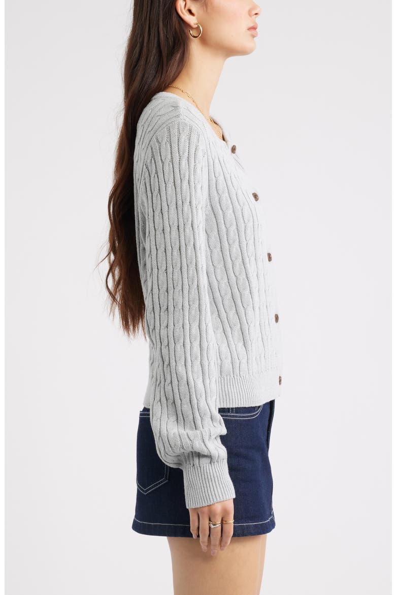 Button Front Cotton Blend Cardigan, Alternate, color, GREY SOFT HEATHER