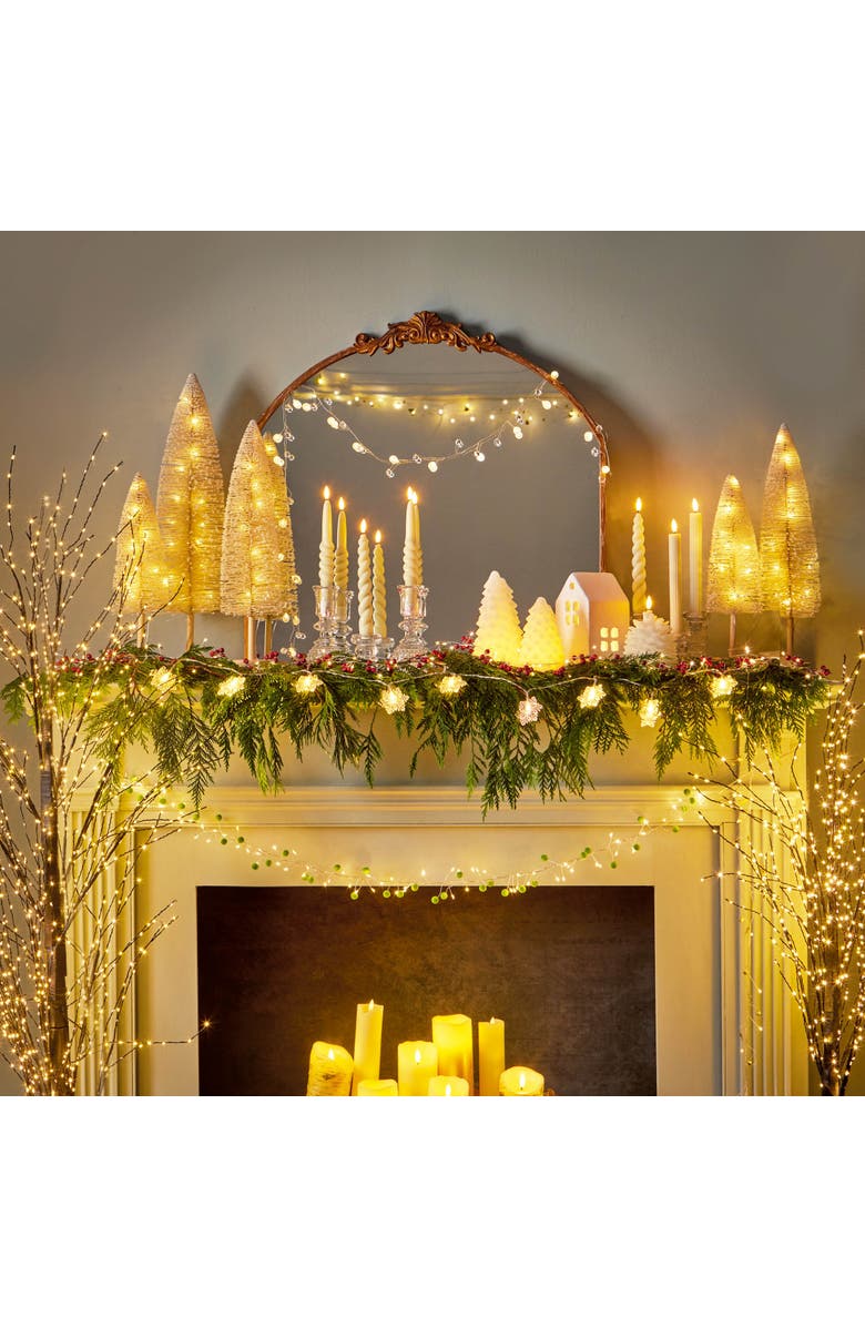 tag Large Snowy Pine Tree LED Flameless Candle Christmas Decor, Alternate, color, White