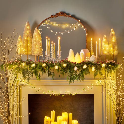 Tag Large Snowy Pine Tree Led Flameless Candle Christmas Decor In White