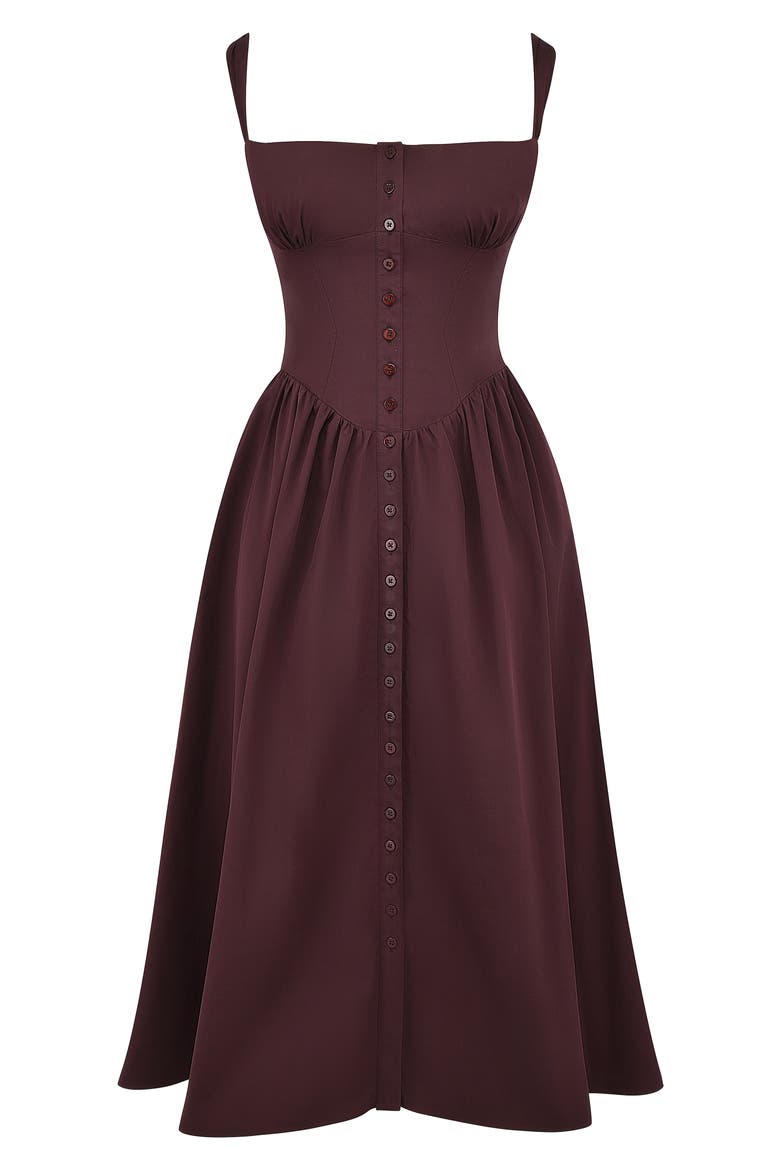 Tatiana Corset Dress, Alternate, color, RICH BROWN