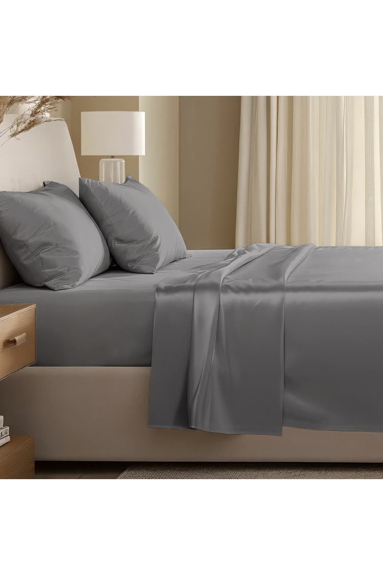 400 Thread Count Organic Cotton Sateen Sheet Set - Full XL, Alternate, color, Grey