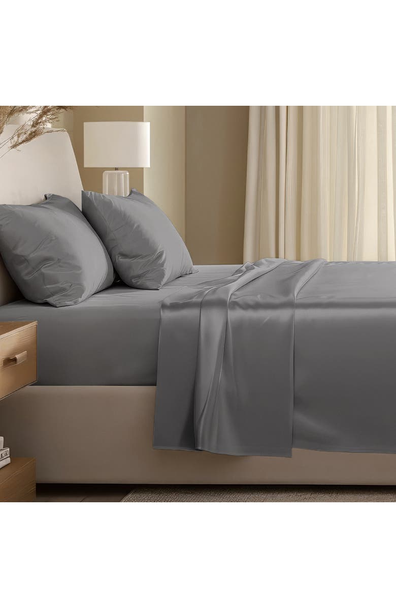 Bare Home 400 Thread Count Organic Cotton Sateen Sheet Set - Full XL, Alternate, color, Grey