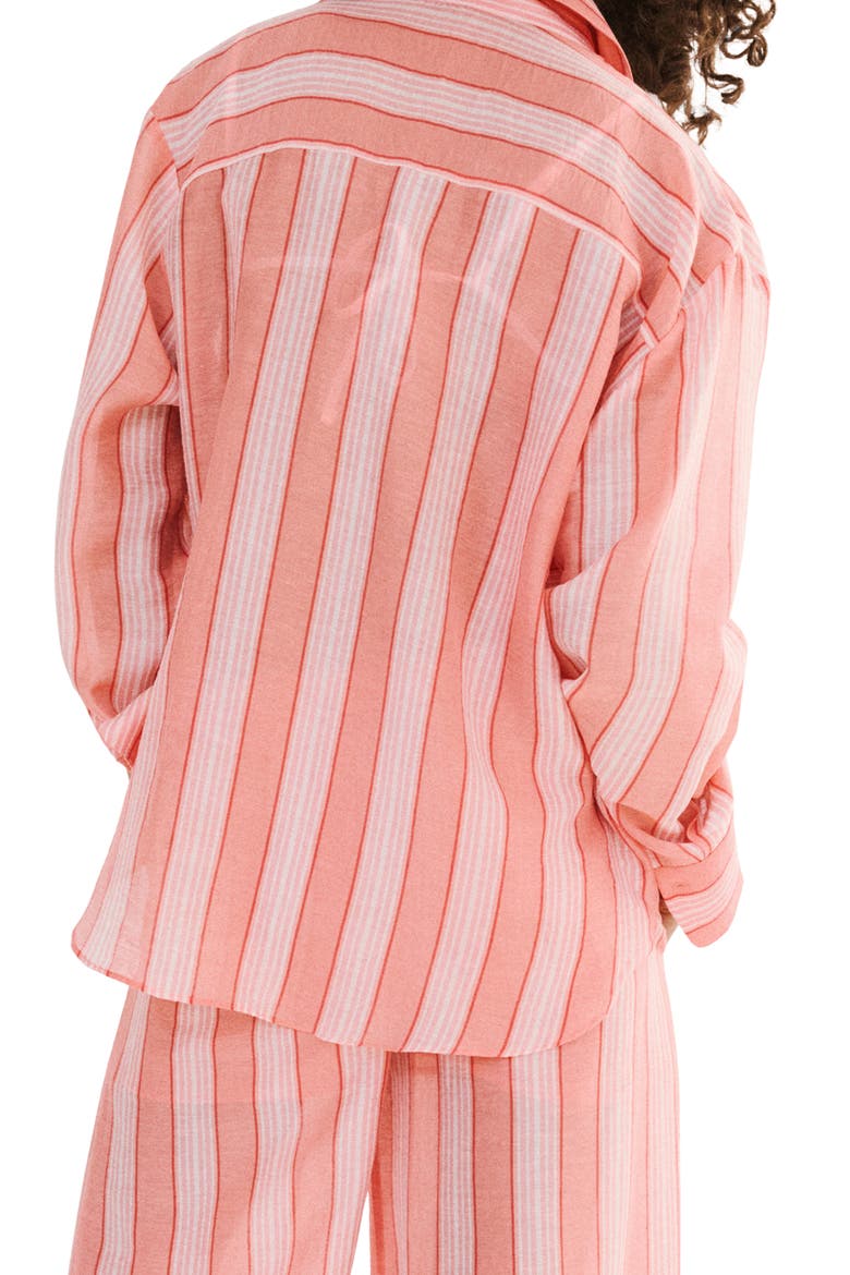 Striped Button-Up Shirt, Alternate, color, ORANGE
