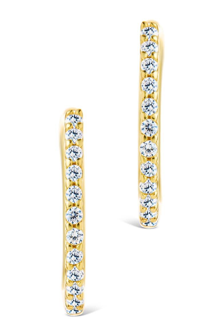Pavé Cubic Zirconia Micro Huggie Hoop Earrings, Alternate, color, GOLD