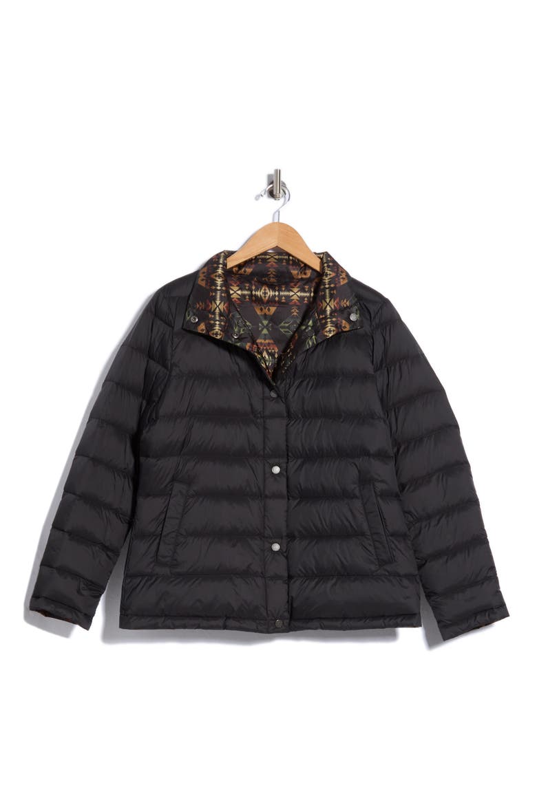 Reversible Snap Front Puffer Jacket, Alternate, color, BLACK/ DIAMOND PEAK