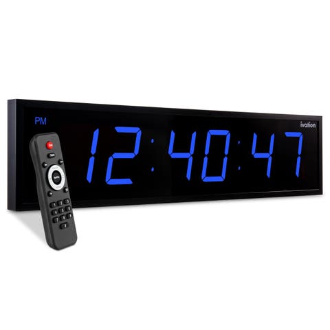 Large Digital Clock, 24 Led Wall Clock with Stopwatch, Alarms, Timer, Temp & Remote