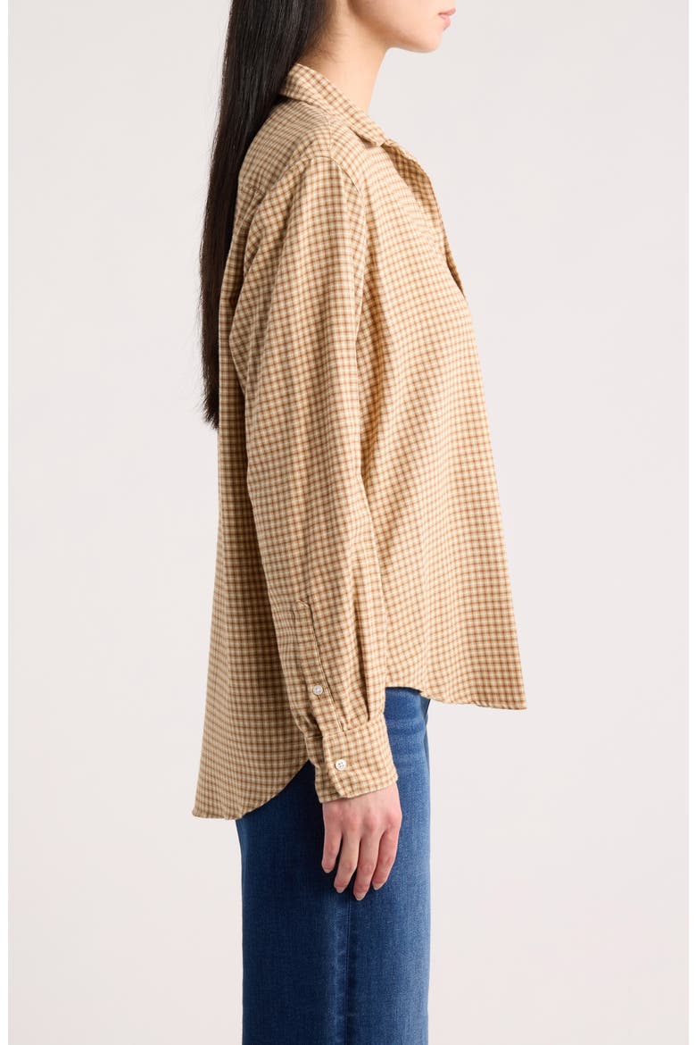 Eileen Relaxed Plaid Cotton Flannel Shirt, Alternate, color, SAND BROWN CREAM SMALL PLAID