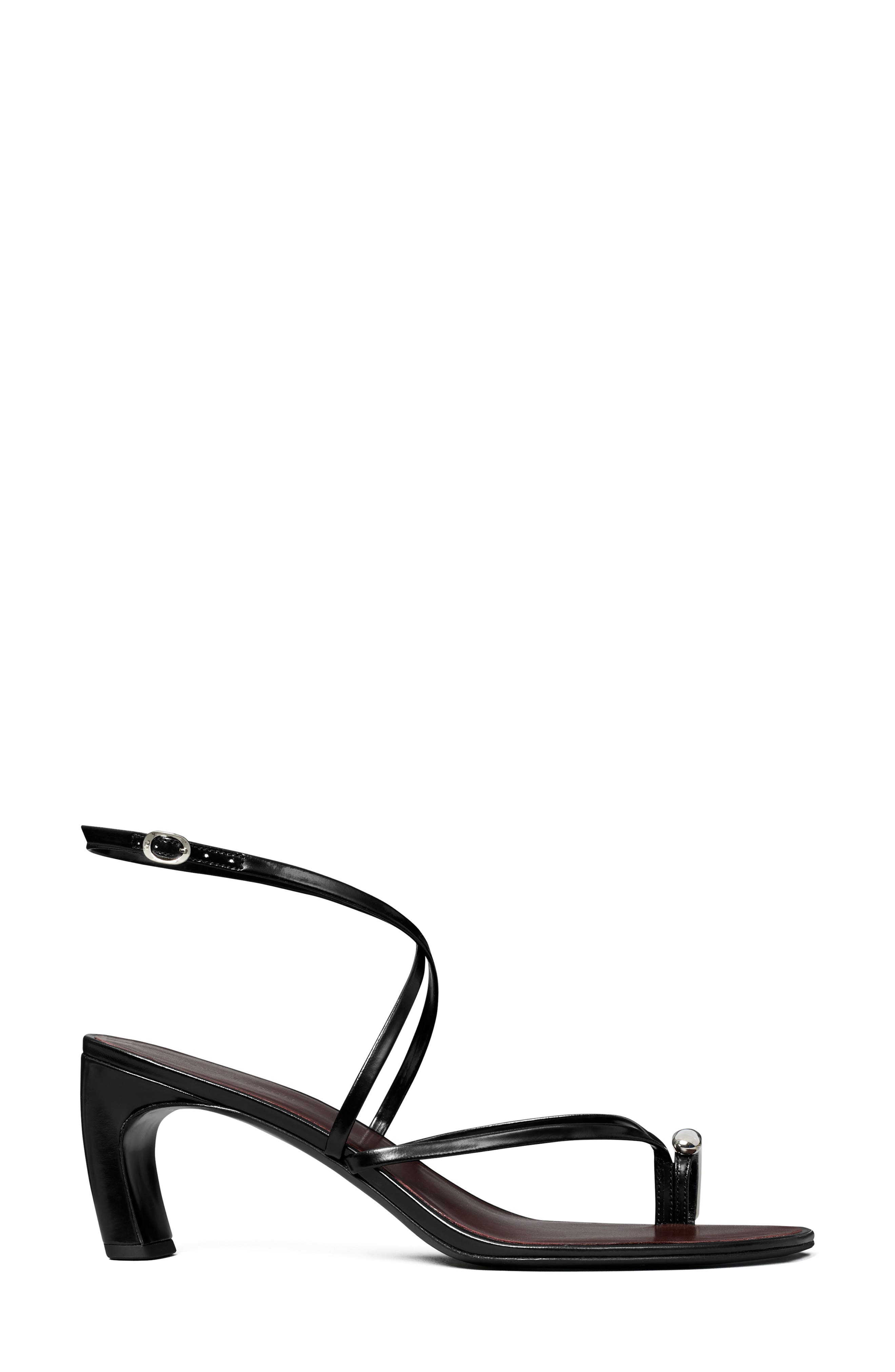 Tory Burch Strappy Sandal, Alternate, color, Perfect Black / Silver